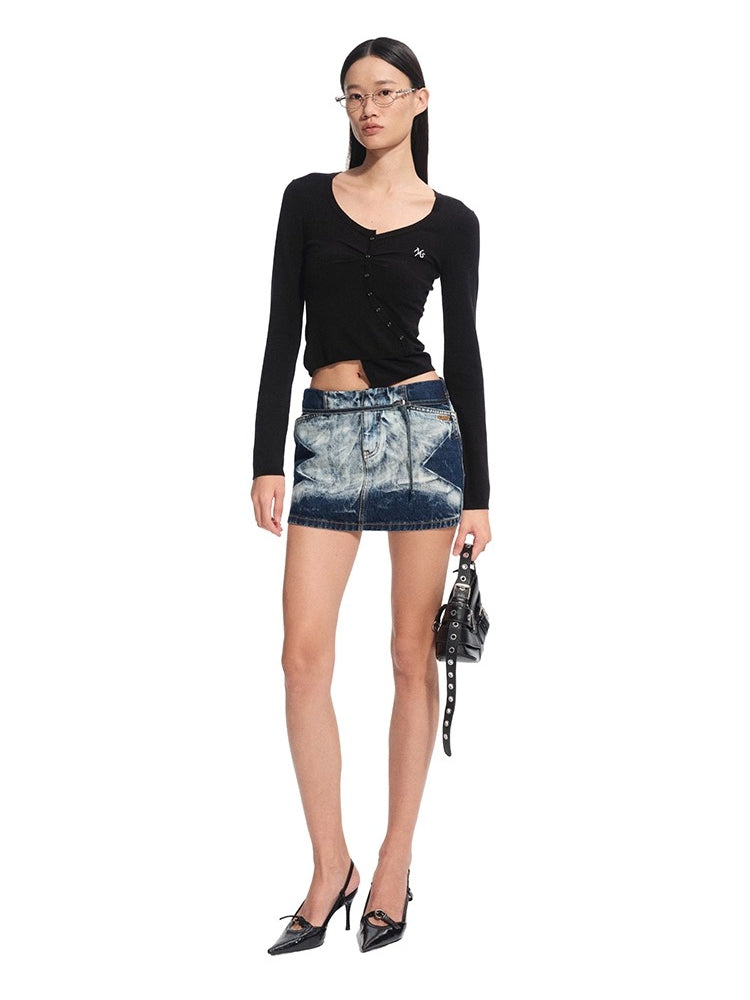 "Feria Series" Volcano Washed Denim Mini Skirt - CHINASQUAD