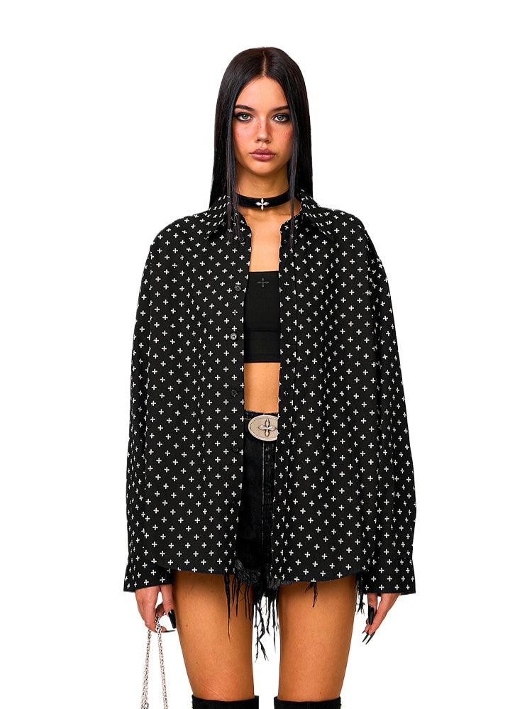 Black Oversized Cotton Shirt - CHINASQUAD