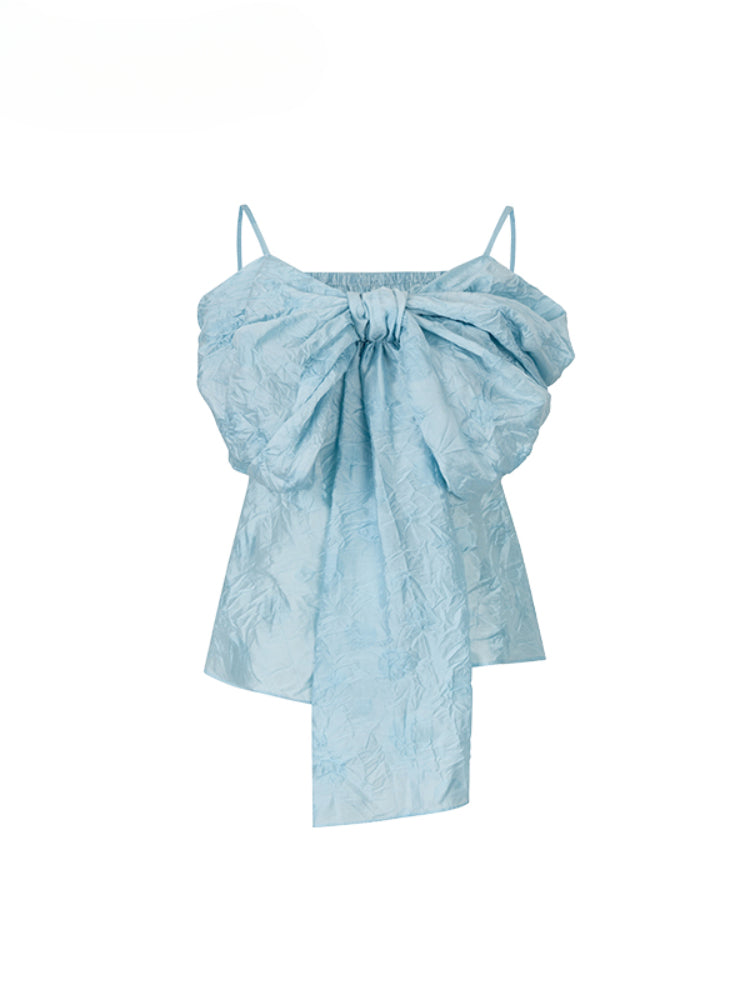 Large Bow Pleated Lightweight Cami Vest - CHINASQUAD