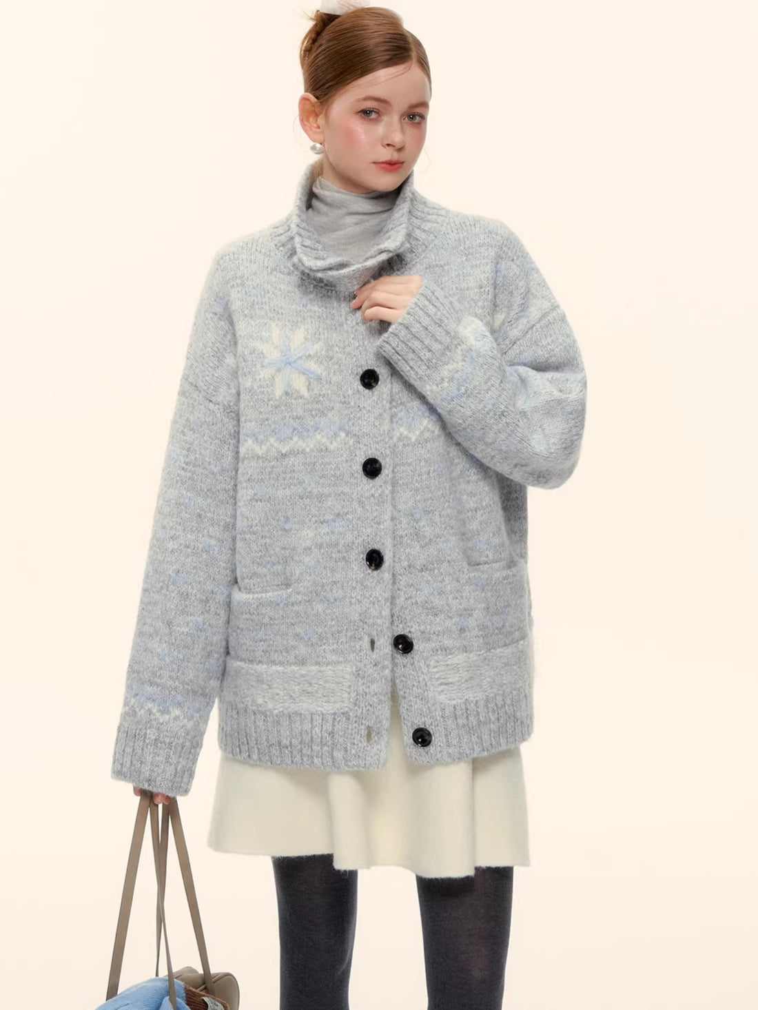 Snowflake Fair Isle Wool-Blend Knit Cardigan