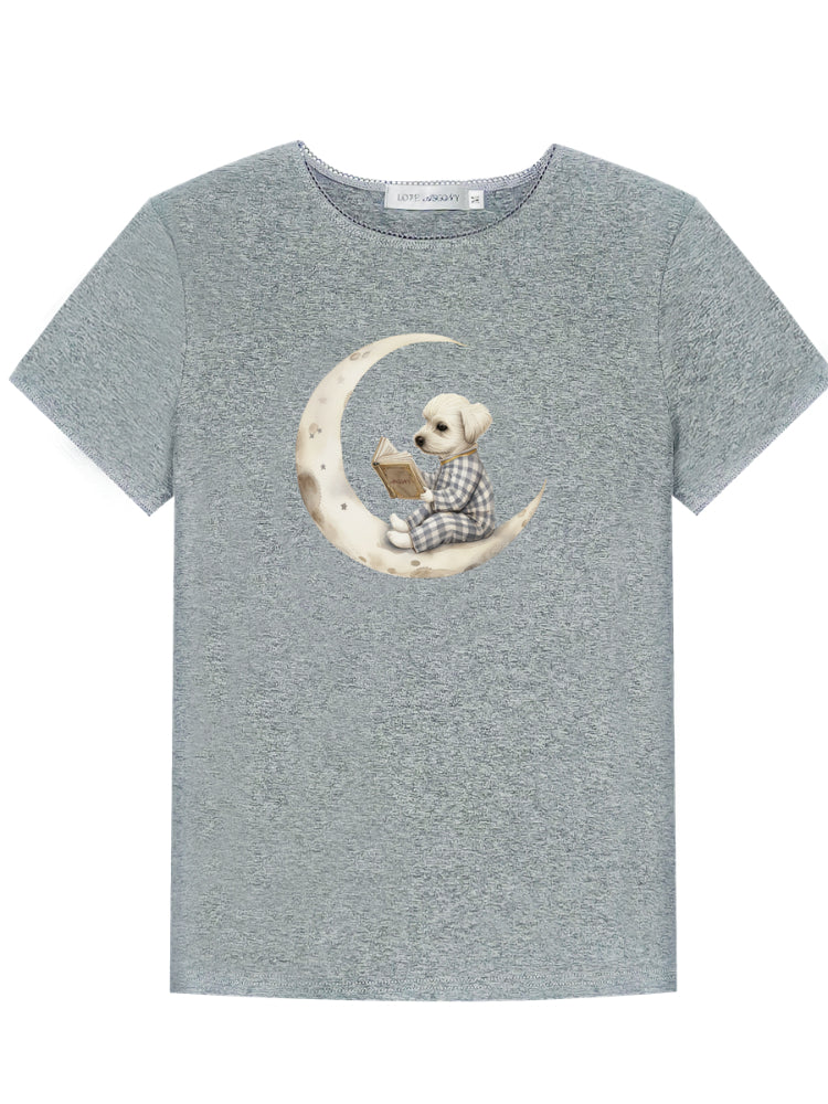Grey Printed Slim-Fit Knit T-Shirt - CHINASQUAD