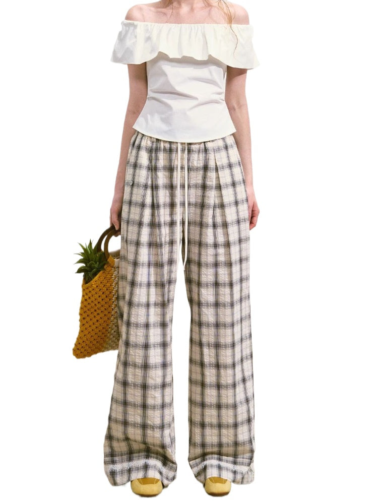 Bubble Check Flap Trousers