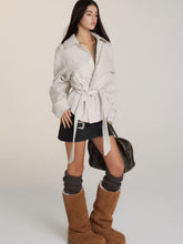 Faux Two-Piece Belted Layered Coat - CHINASQUAD