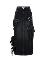 Zipper Utility Denim Skirt - CHINASQUAD