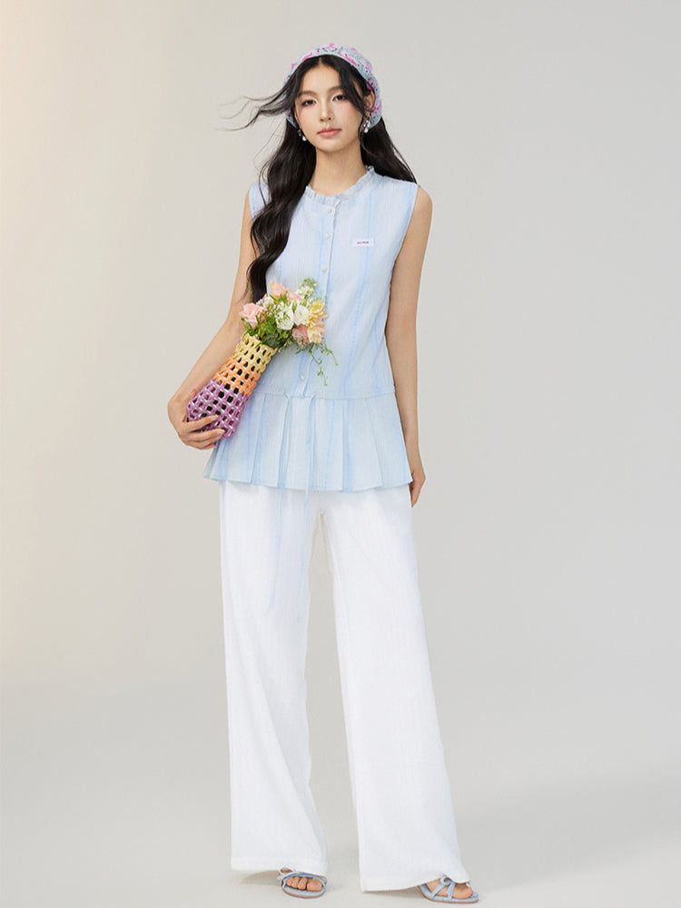 Lace-Up Waist Blouse