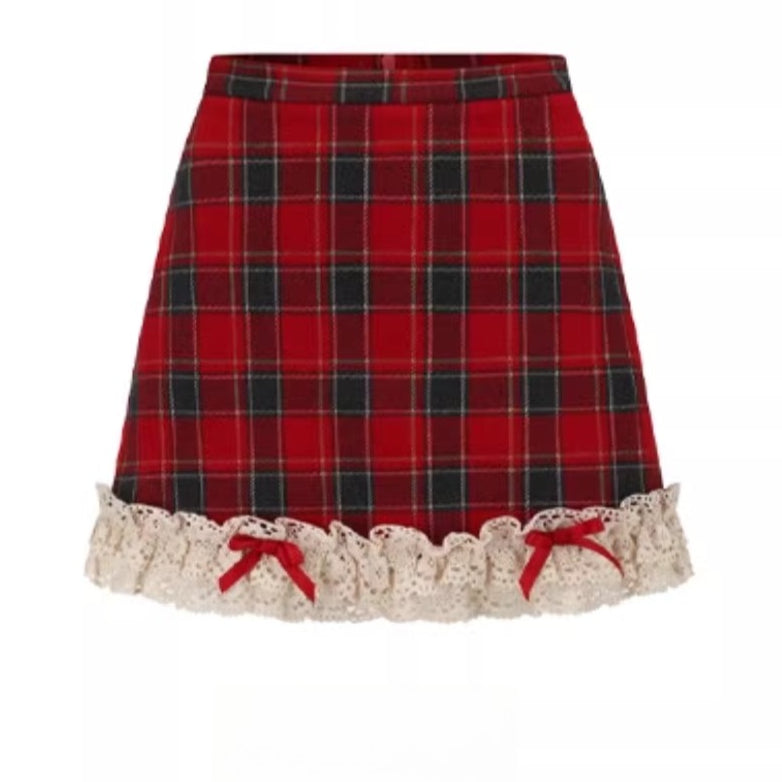 Christmas Night Corset Top & Plaid Skirt Set