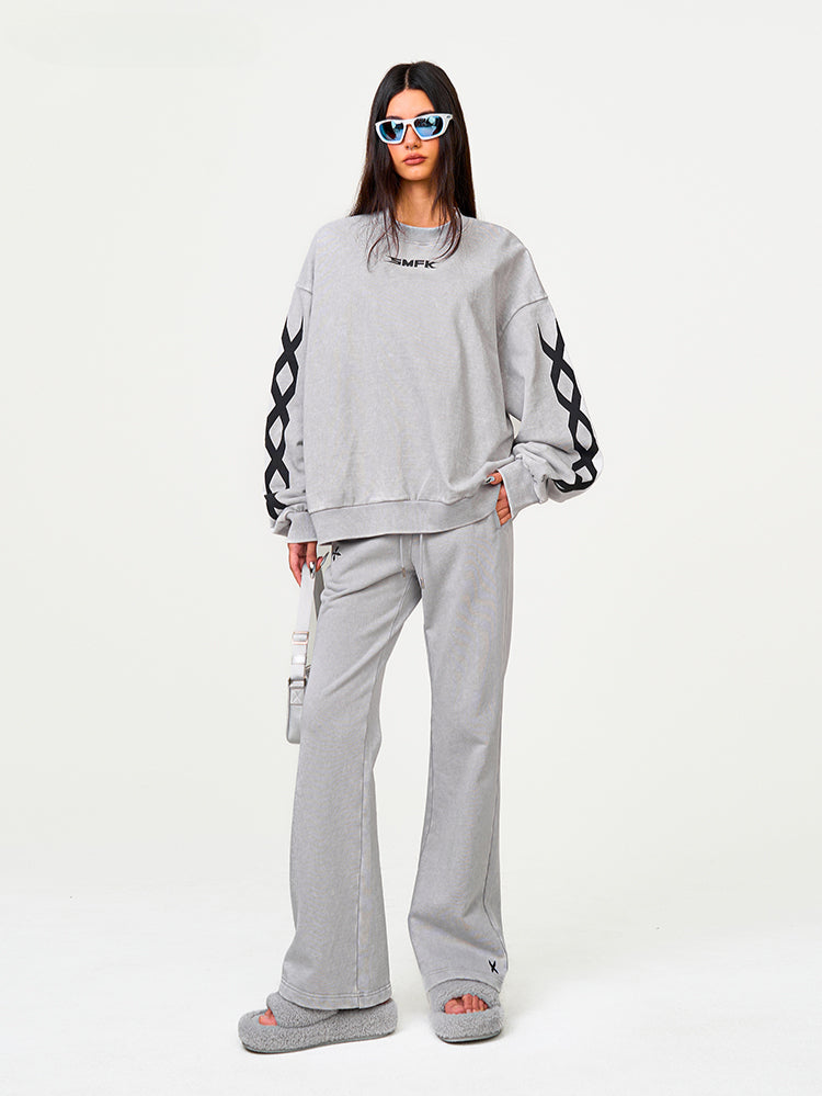 Black & Gray Chain Racing Oversized Sweatshirt - CHINASQUAD