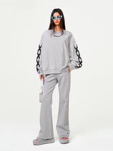 Black & Gray Chain Racing Oversized Sweatshirt - CHINASQUAD