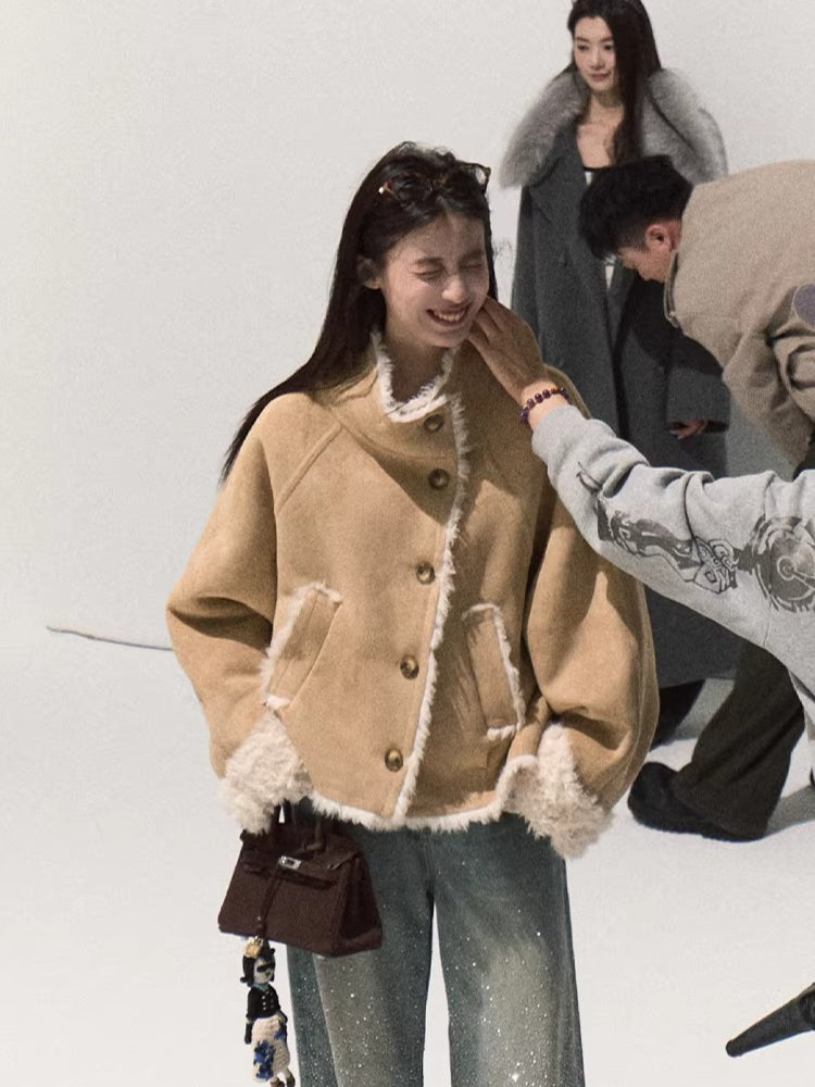 Faux Shearling Suede Jacket & Vest