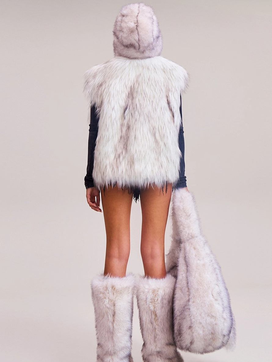 Cross Relic Oversized Faux Fur Vest