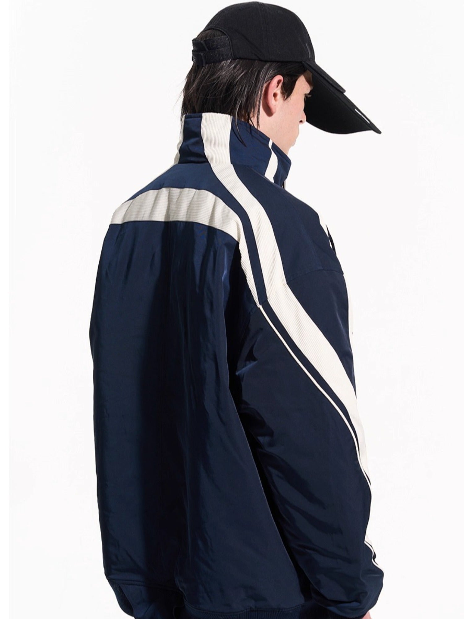 Striped Contrast Padded Cotton Jacket - CHINASQUAD