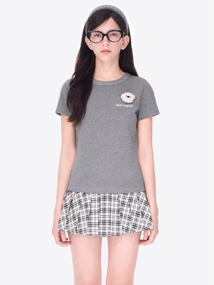 Bear Motif Fitted Cotton Tee