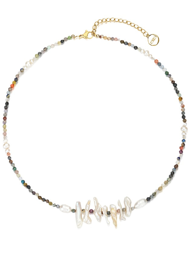 Natural Stone Color Baroque Pearl Necklace - CHINASQUAD