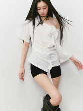 Asymmetric Shoulder 3D Floral T-shirt - CHINASQUAD