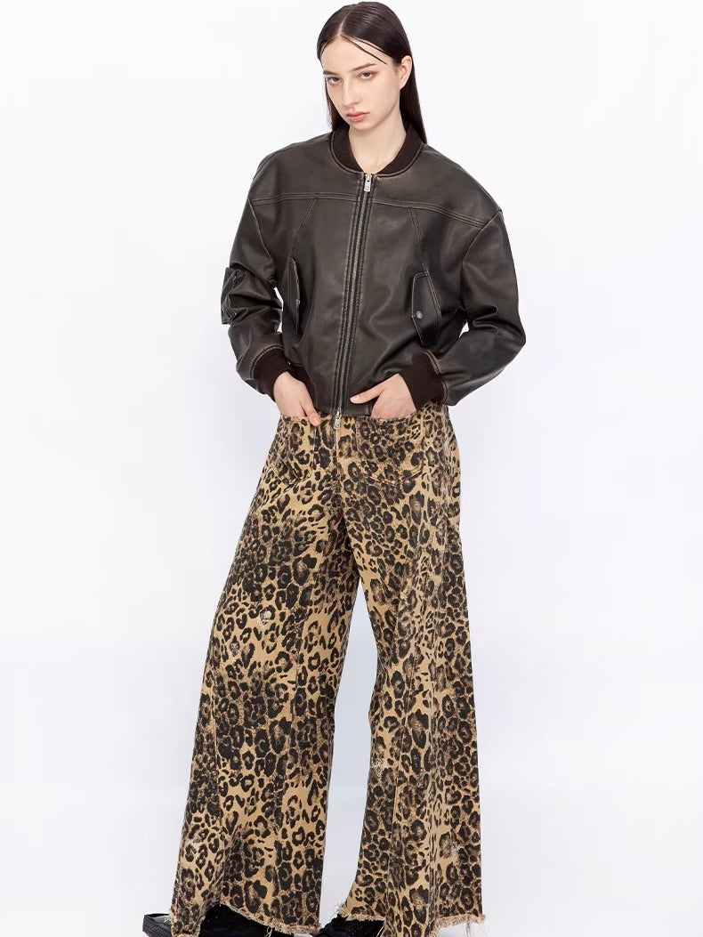 Deconstructed Wide-Leg Denim Jeans