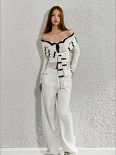 White Tie Detail Off-shoulder Knit Cardigan - CHINASQUAD