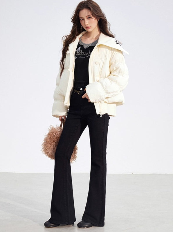 Embroidered Flared Denim Pants