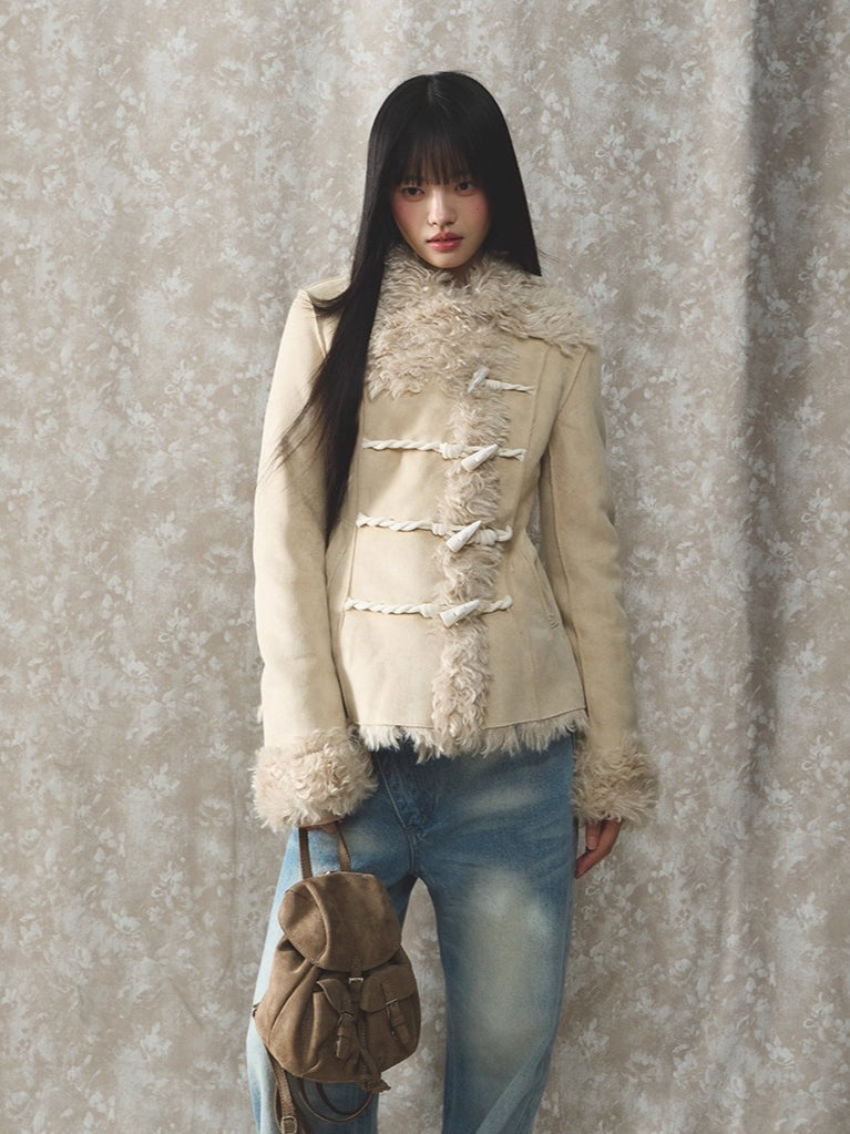 Shearling Lining Suede Duffle Jacket