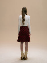 (Final Sale) Vintage Red Plaid Wool Christmas Pleated Skirt - CHINASQUAD