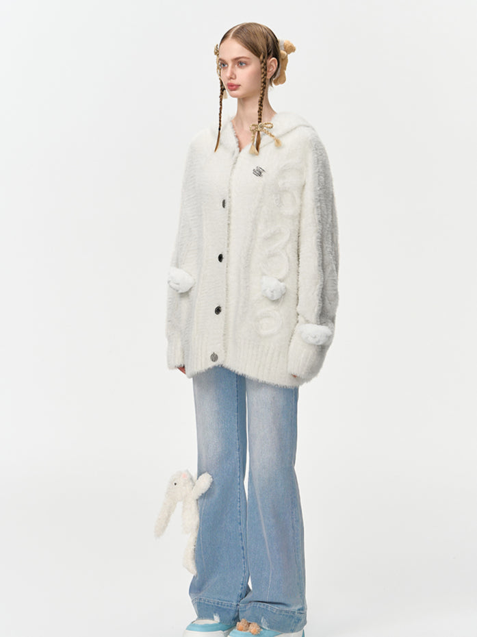 Fuzzy Weave Knit Cardigan - CHINASQUAD