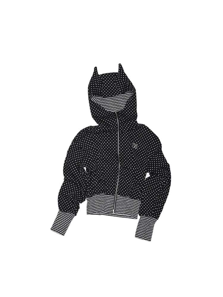 Double-Slider Small Polka Dot Devil Horn Hoodie - CHINASQUAD