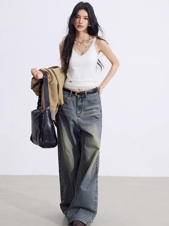 Lace-Trim V-Neck Knit Vest