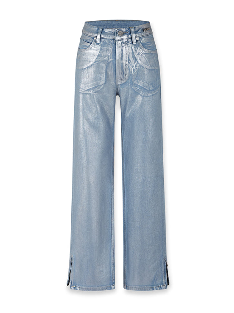Denim Zipper-Slit Straight-Leg Jeans - CHINASQUAD