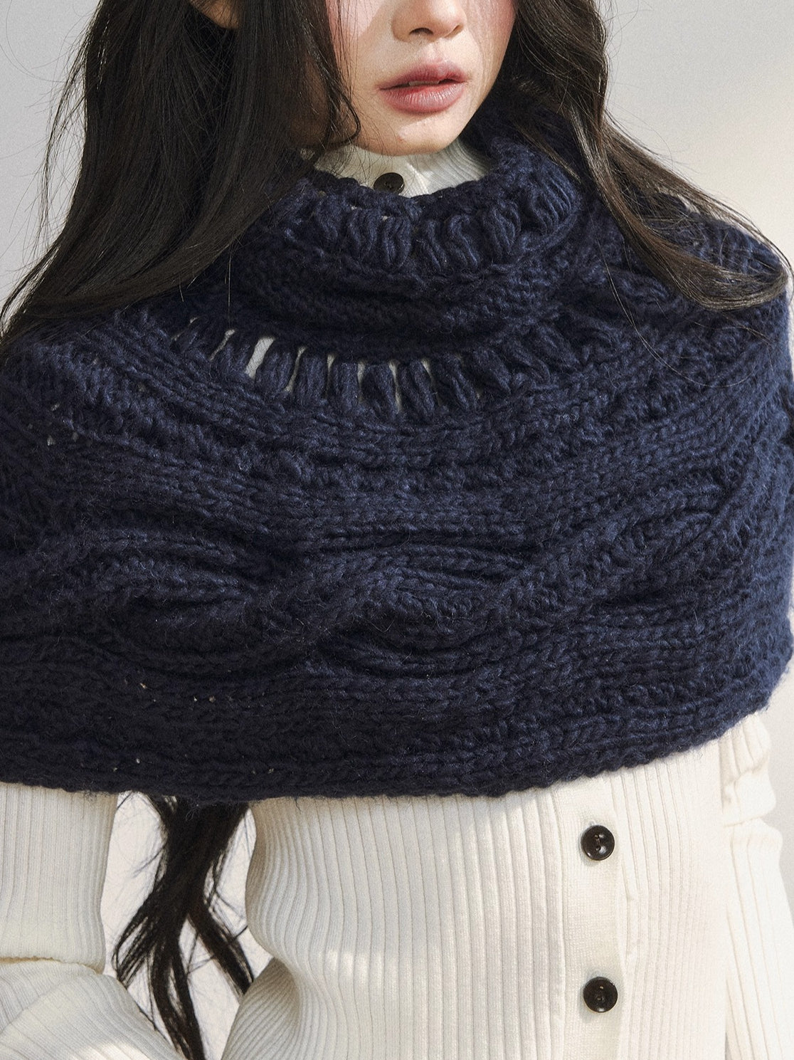 Vintage-Inspired White Buttoned Knit Cardigan