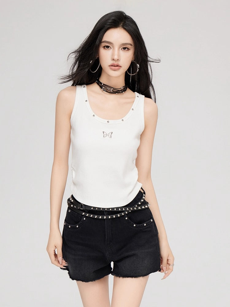 Butterfly Charm U-Neck Tank Top - CHINASQUAD