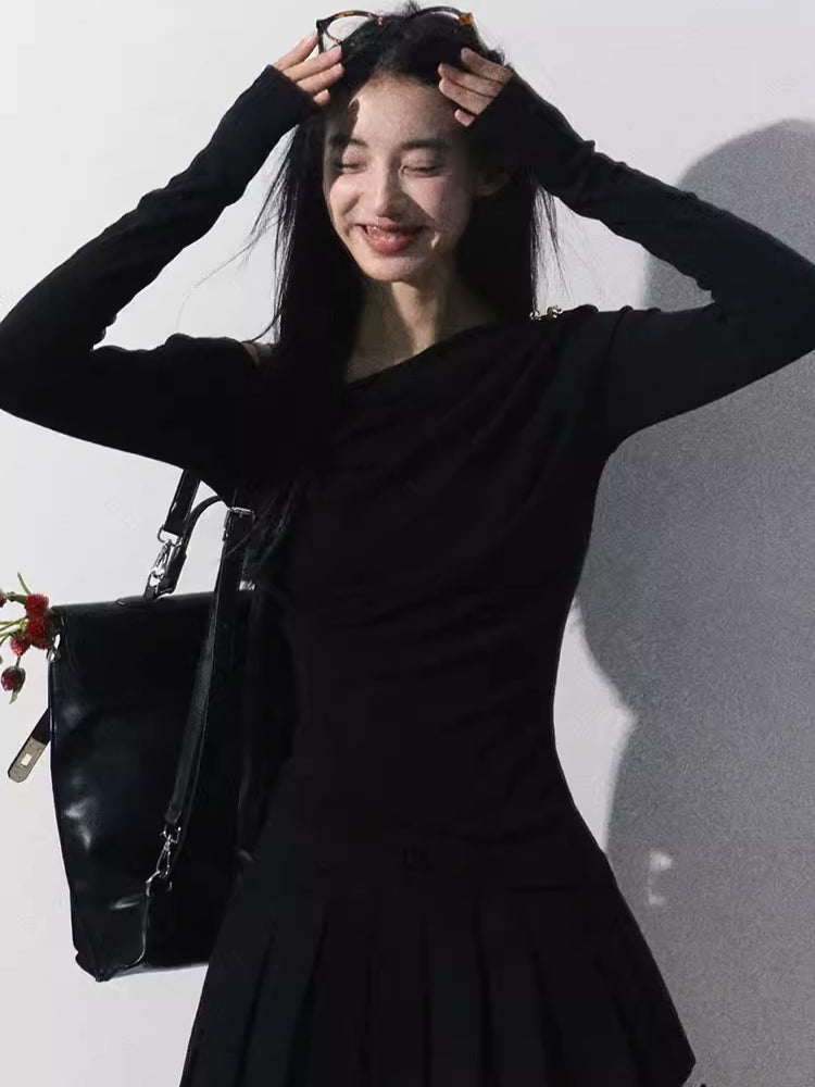 One-Shoulder Waist-Defining Knit Base Layer