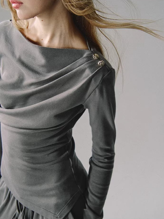 One-Shoulder Waist-Defining Knit Base Layer