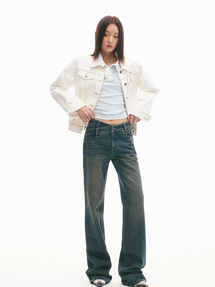 Black and White Striped Slim Fit Shoulder T-shirt - CHINASQUAD