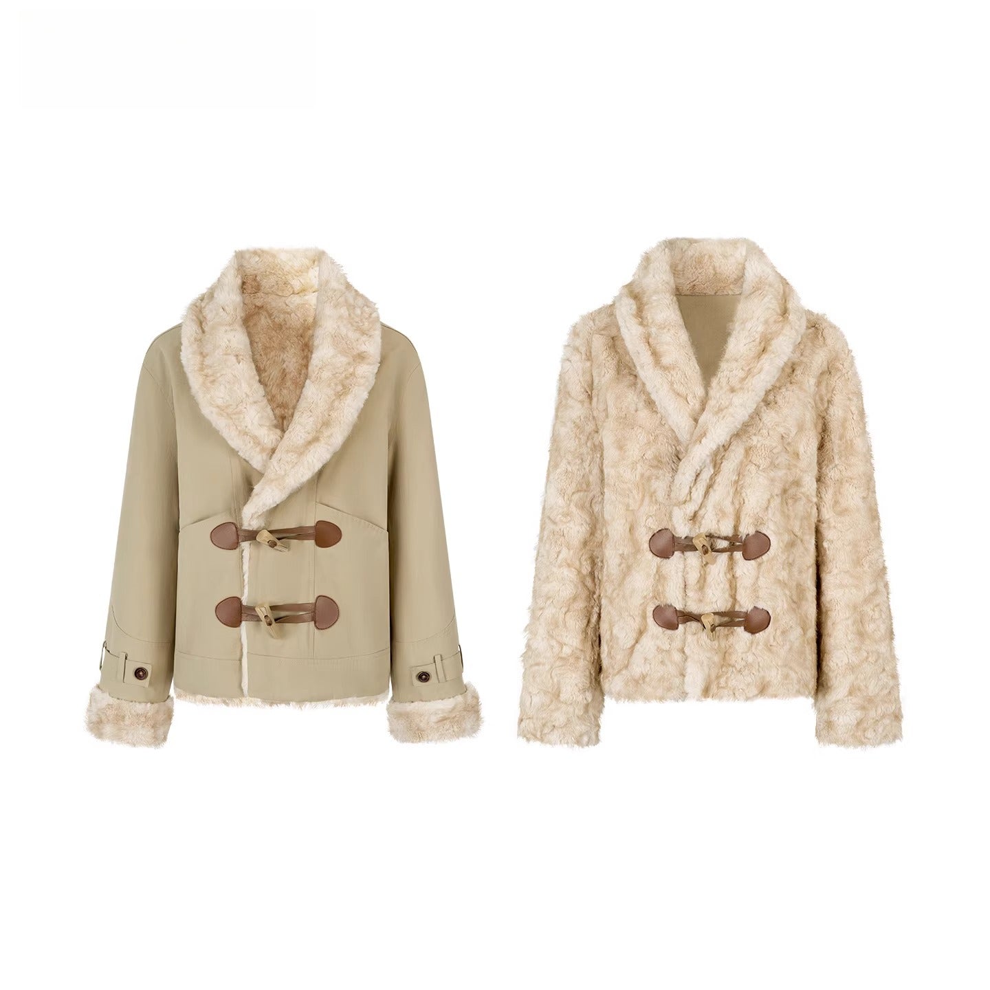 Reversible Faux Fur Toggle Jacket