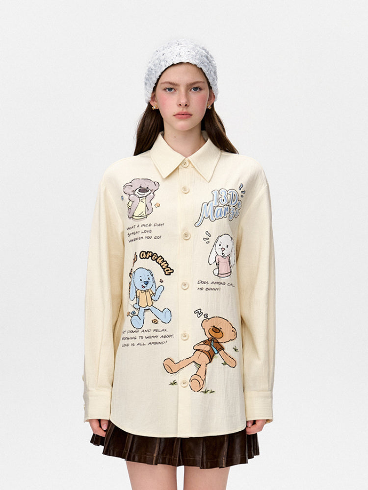 Colorful Graffiti Illustration Shirt Jacket - CHINASQUAD