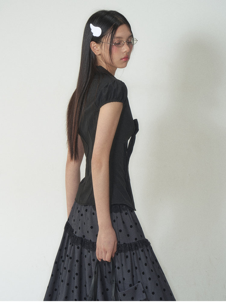 Bow - Accentuated Waist - Slimming Shirt Top - CHINASQUAD