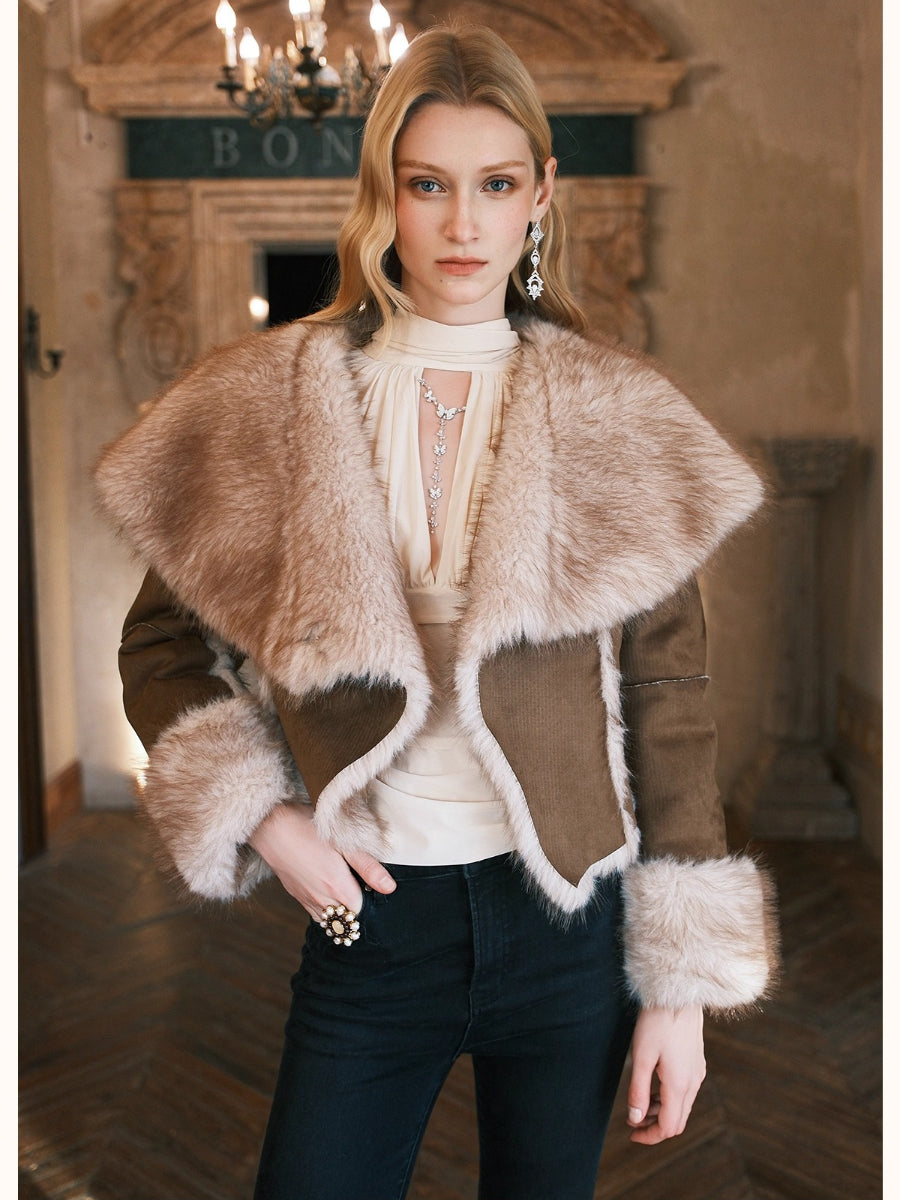 Mishka Faux Shearling Suede Cropped Jacket - CHINASQUAD