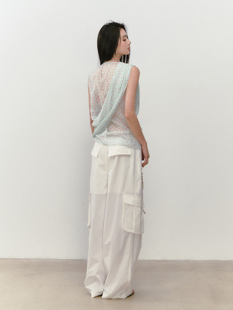 Small Floral Cowl Neck Sleeveless Vest - CHINASQUAD
