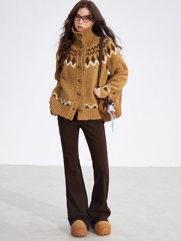 Fair Isle Wool-Blend Collared Knit Sweater