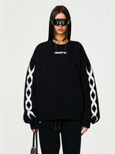 Black & Gray Chain Racing Oversized Sweatshirt - CHINASQUAD