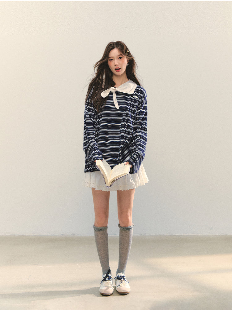 Bow Tie Stripe Long-Sleeve T-Shirt - CHINASQUAD