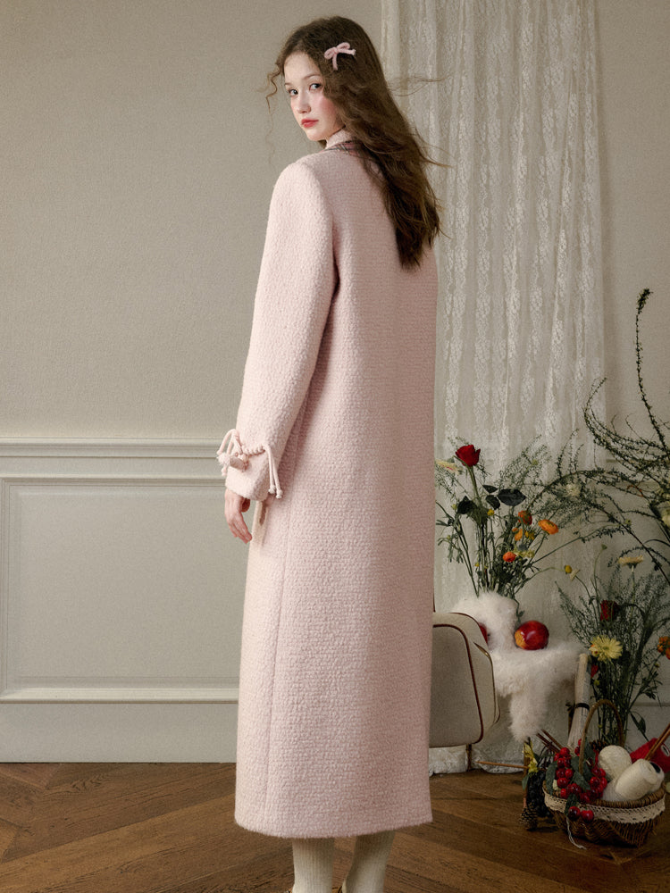 Plush Pink Wool Lamb Coat - CHINASQUAD