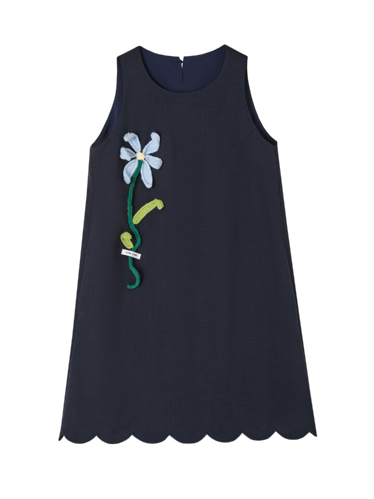 Hand-Crocheted Flower Sleeveless Vest Dress - CHINASQUAD