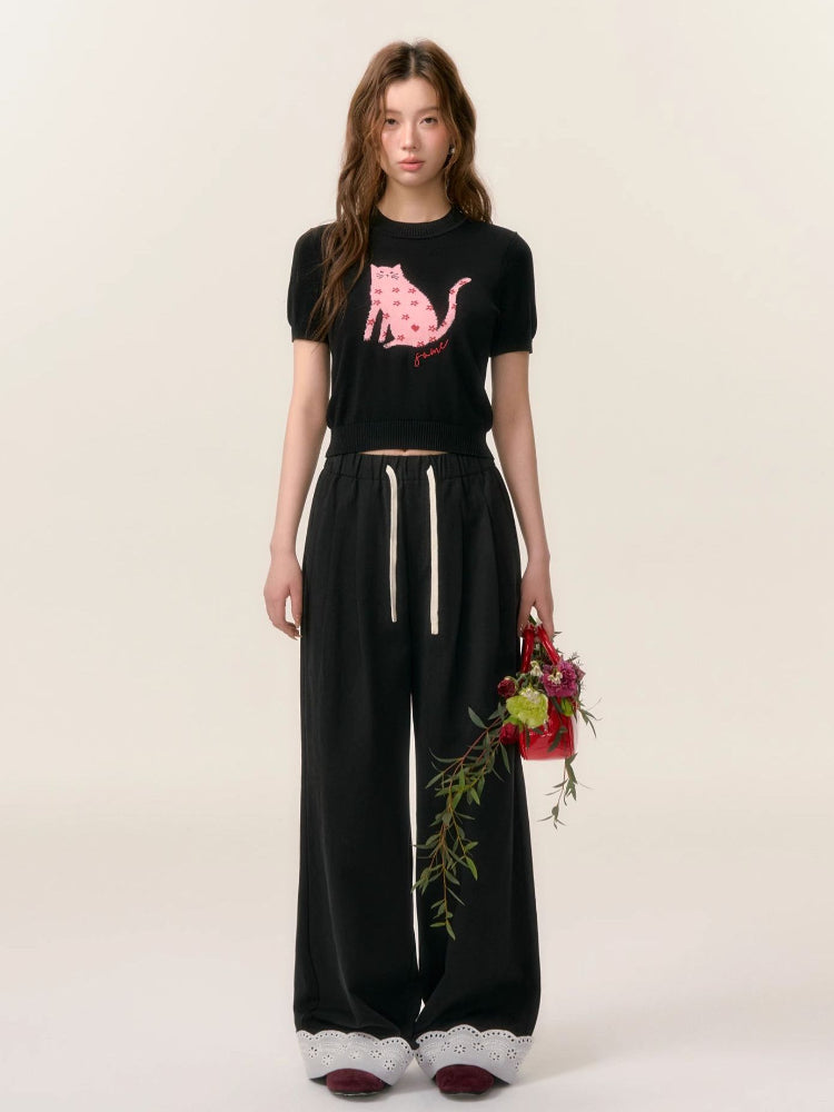 Lace Trim Patchwork Trousers - CHINASQUAD