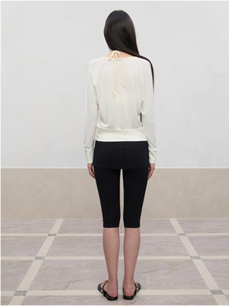 Lyocell-Linen V-Neck Knit Cover-up