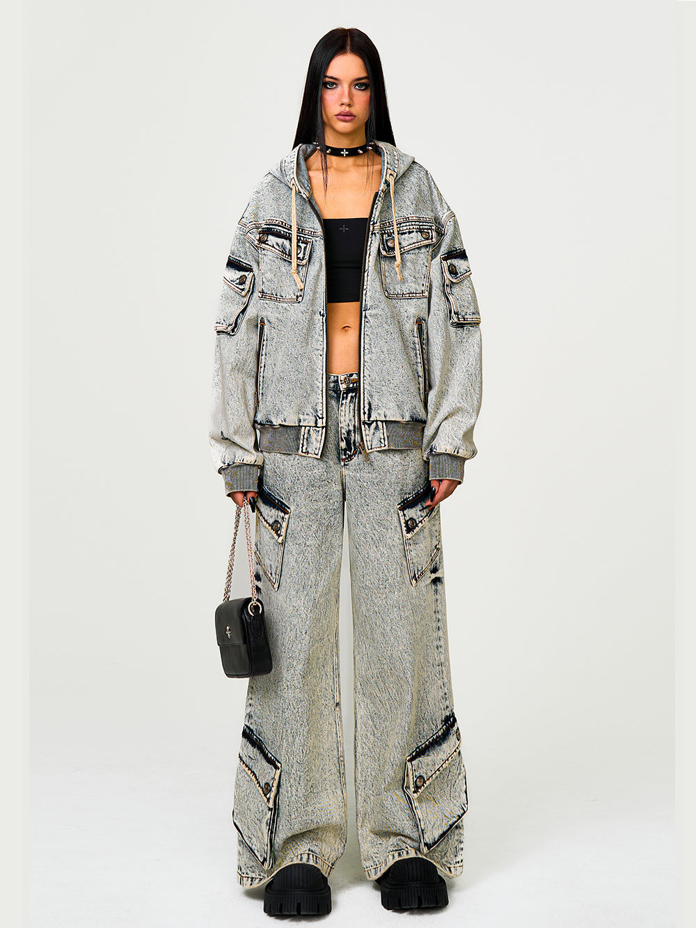 Garden Oversized Denim Hoodie - CHINASQUAD