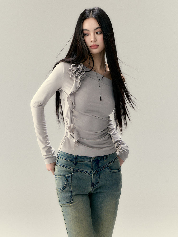 Rose Flower Ribbon Multi-Wear Long Sleeve T-shirt - CHINASQUAD