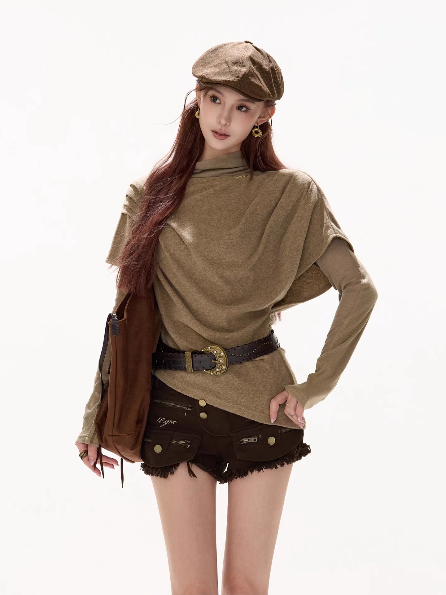 Relaxed Draped Batwing Knit Pullover