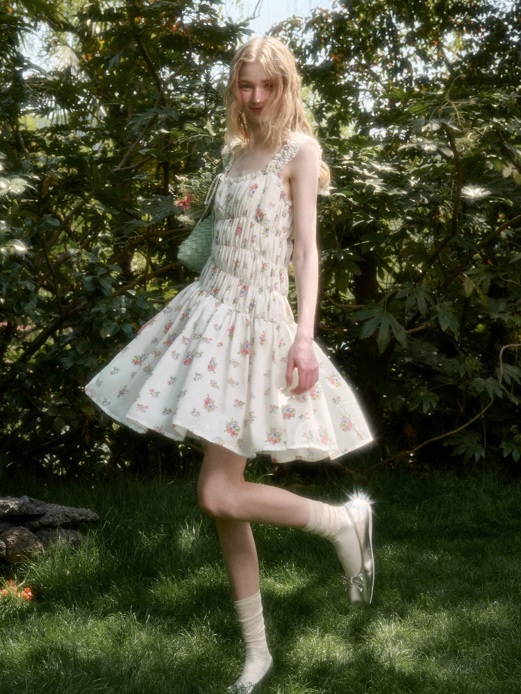 French Relaxed Old Money Floral Dress - CHINASQUAD