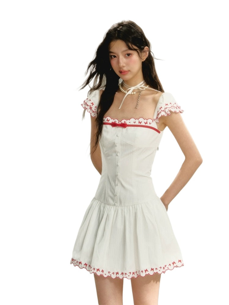 Butterfly Embroidered Spaghetti Strap Dress - CHINASQUAD