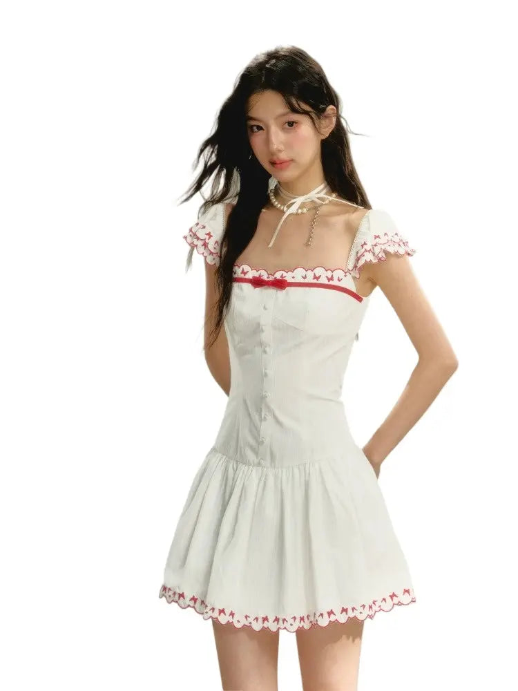 Butterfly Embroidered Spaghetti Strap Dress - CHINASQUAD